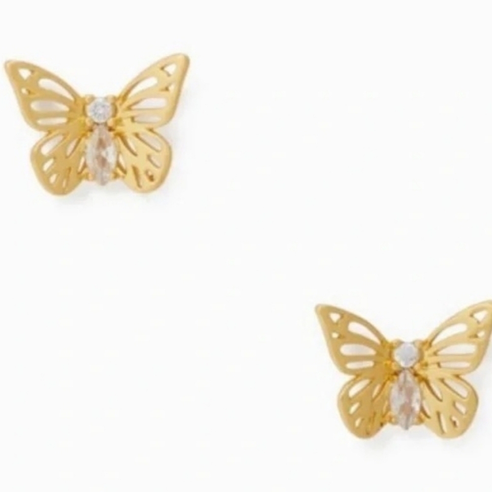 💛▪️Kate Spade▪️Social Butterfly gold statement cubic zirconia pierced earrings